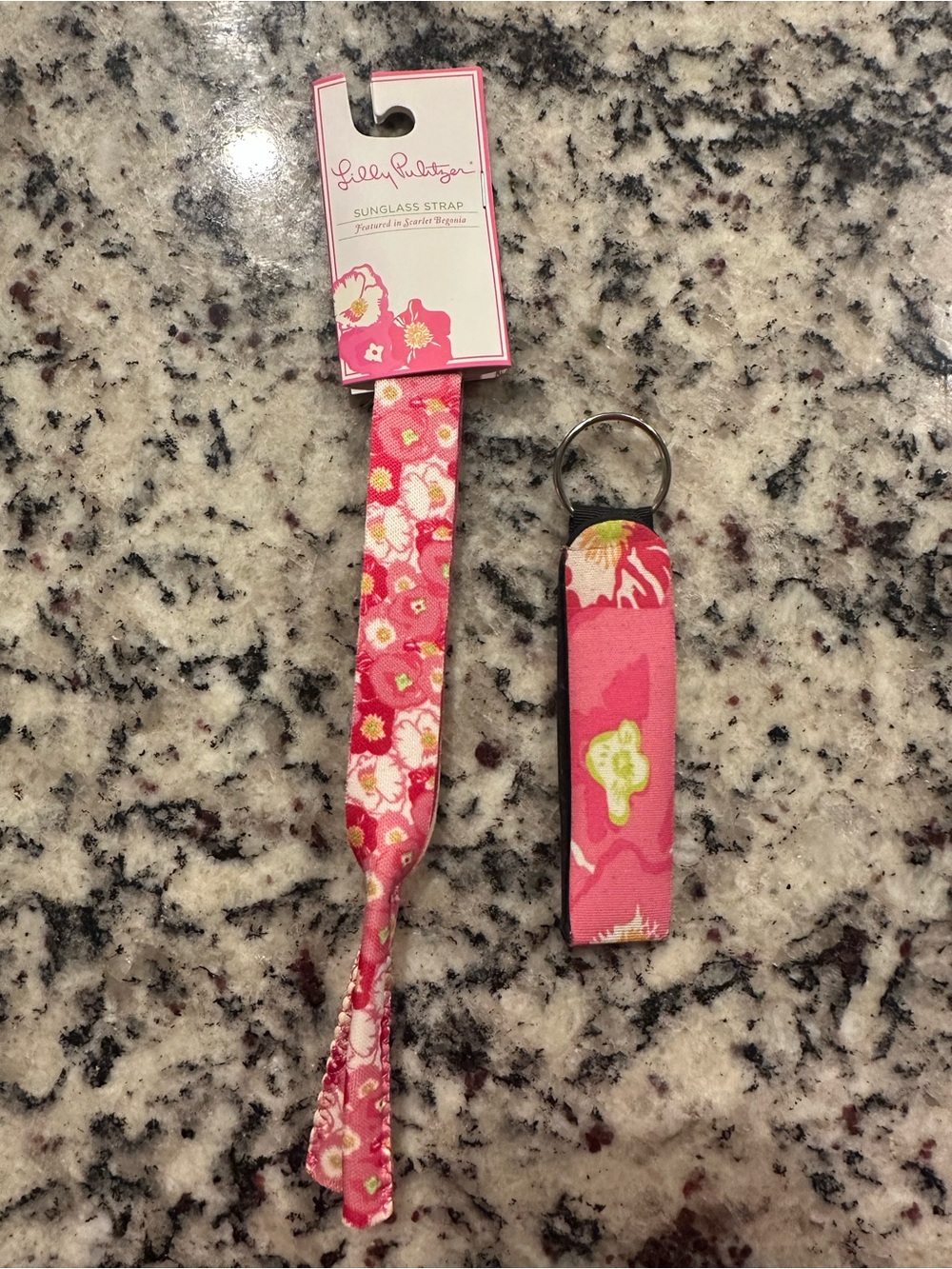 Lilly Pulitzer Pink Floral Sunglass Strap & matching key chain